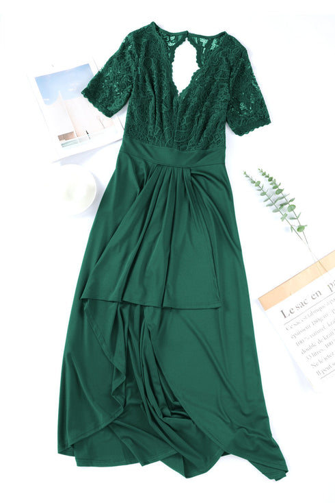 'Nereida' Short Sleeve Lace Dress - Celes Fashion